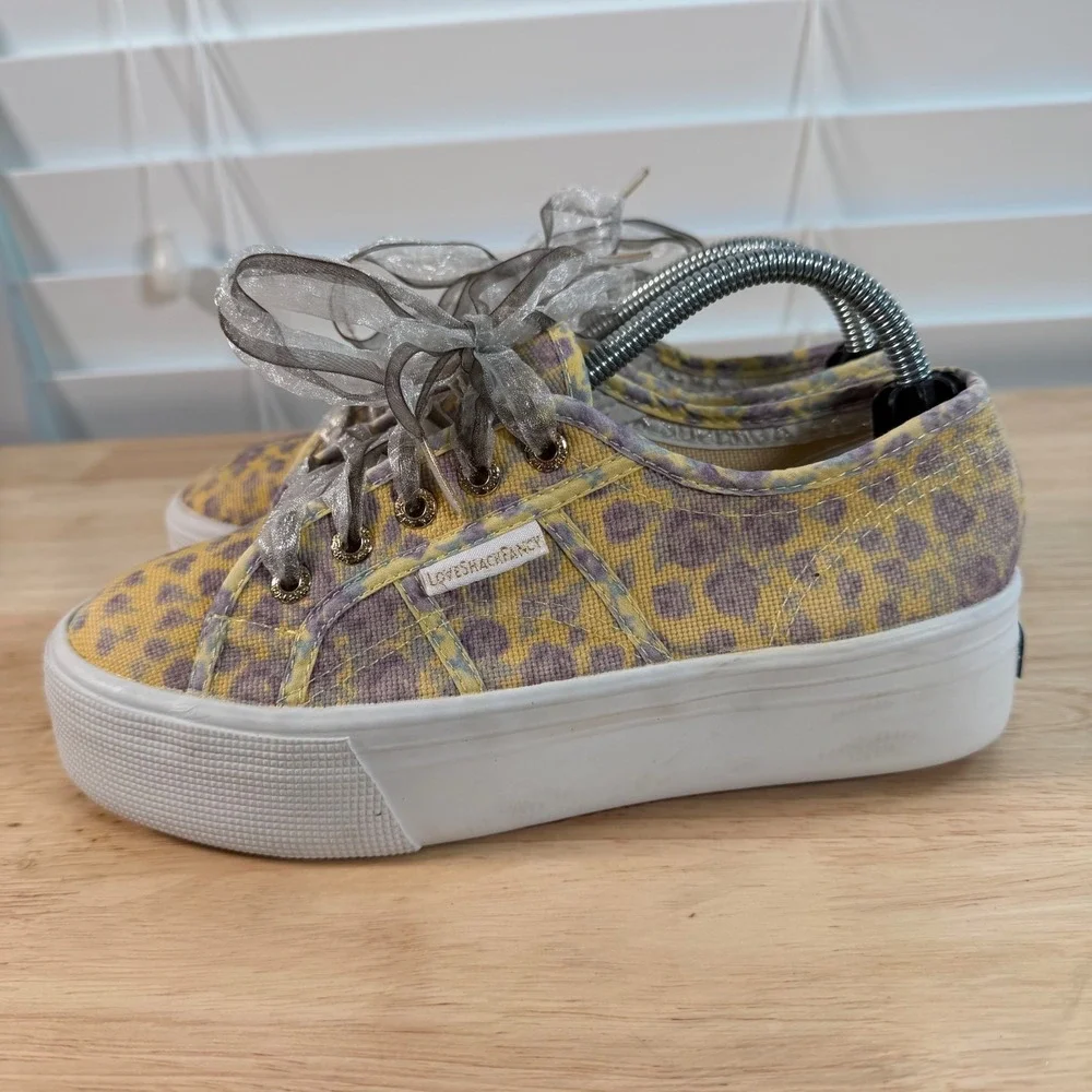Superga x LoveShackFancy Platform Sneakers Women's Yellow Floral Low Top - 6.5